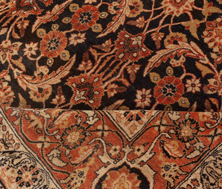 Authentic 19th Century Persian Kirman Botanic Handmade Wool Rug BB5571