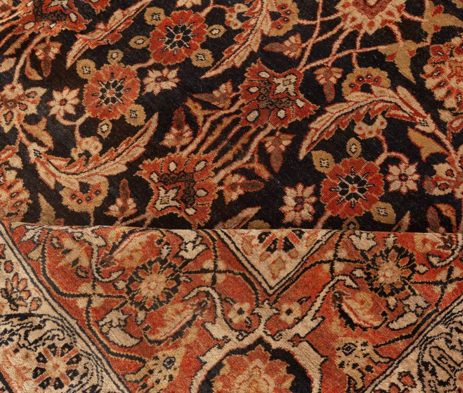 Authentic 19th Century Persian Kirman Botanic Handmade Wool Rug BB5571