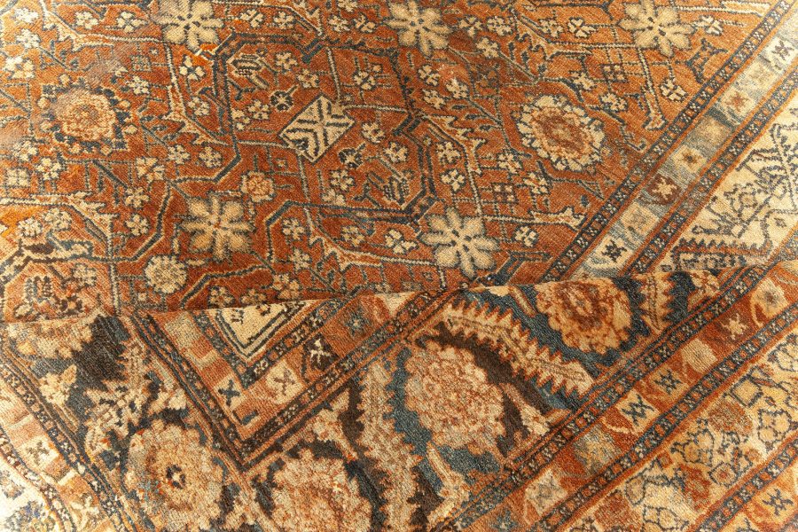 Large Antique Persian Bibikabad Brown Handmade Wool Rug BB5580