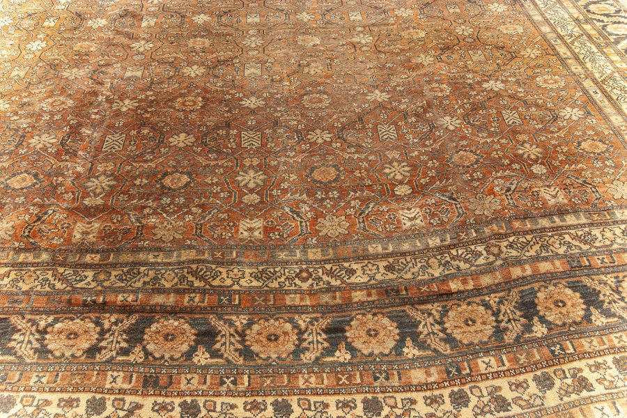 Large Antique Persian Bibikabad Brown Handmade Wool Rug BB5580