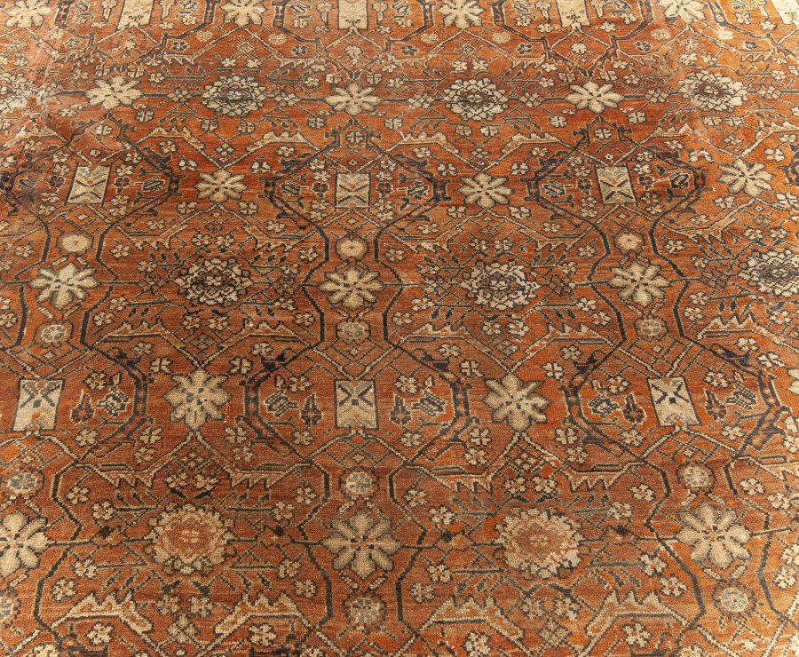 Large Antique Persian Bibikabad Brown Handmade Wool Rug BB5580