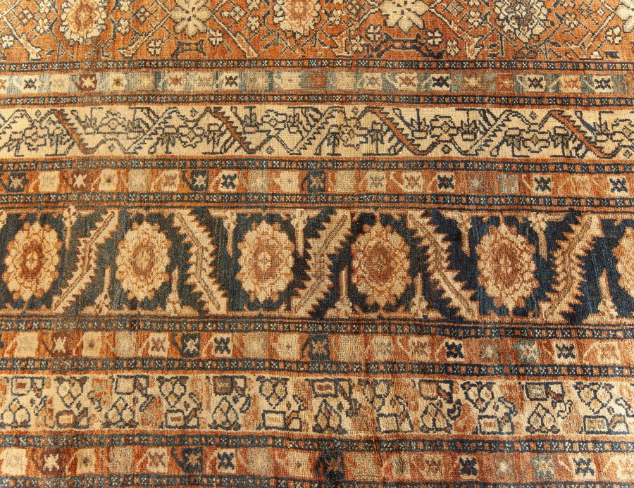 Large Antique Persian Bibikabad Brown Handmade Wool Rug BB5580