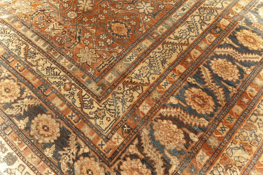 Large Antique Persian Bibikabad Brown Handmade Wool Rug BB5580