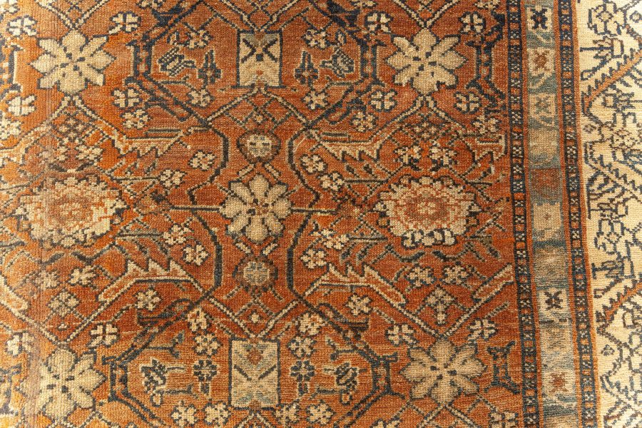 Large Antique Persian Bibikabad Brown Handmade Wool Rug BB5580