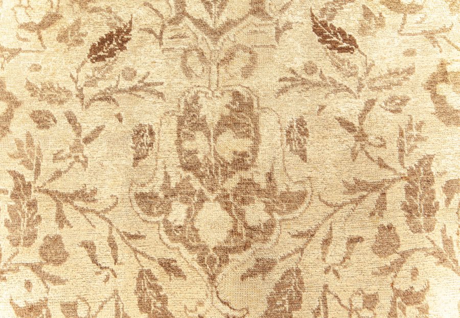 Authentic Persian Tabriz Brown Handmade Wool Rug BB5587