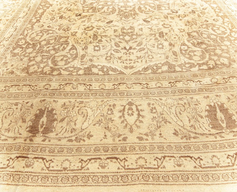 Authentic Persian Tabriz Brown Handmade Wool Rug BB5587