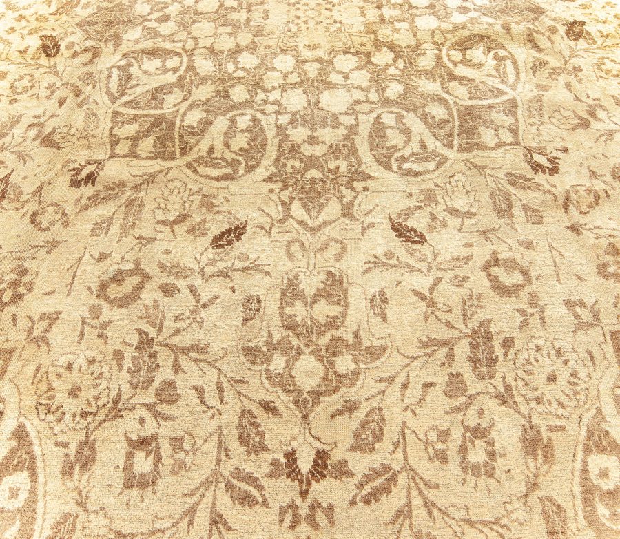 Authentic Persian Tabriz Brown Handmade Wool Rug BB5587