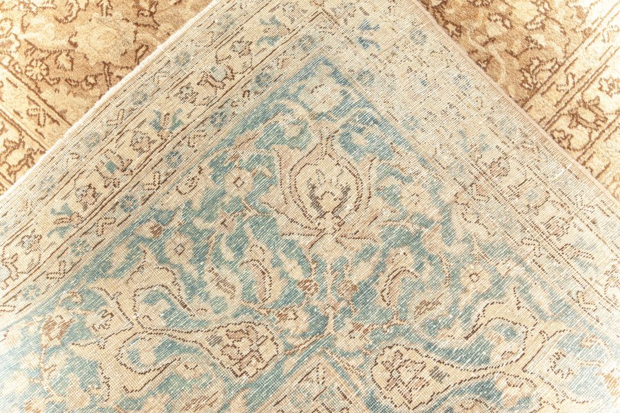 Vintage Persian Tabriz Brown Hand Knotted Wool Rug BB5589
