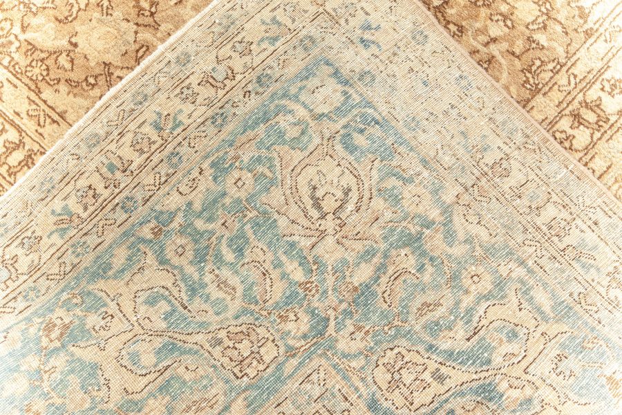 Vintage Persian Tabriz Brown Hand Knotted Wool Rug BB5589