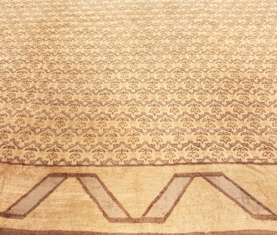 Mid-20th century Turkish Hereke Camel and Brown Handwoven Wool Rug BB5590