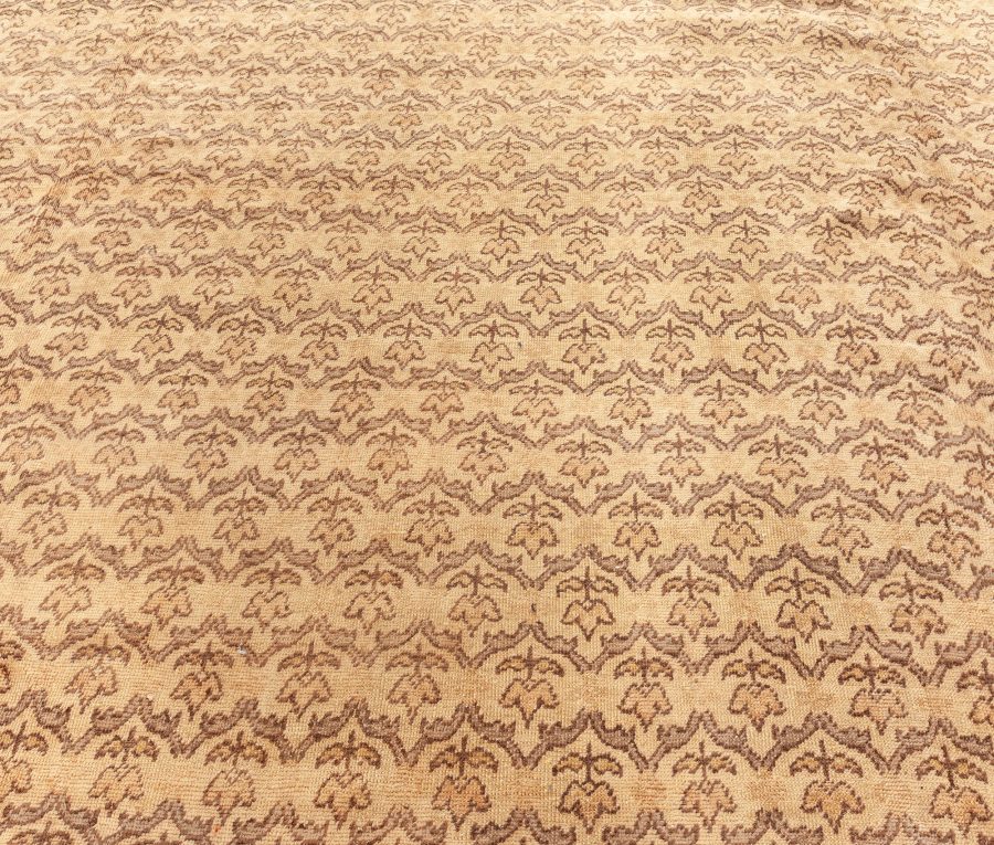 Mid-20th century Turkish Hereke Camel and Brown Handwoven Wool Rug BB5590