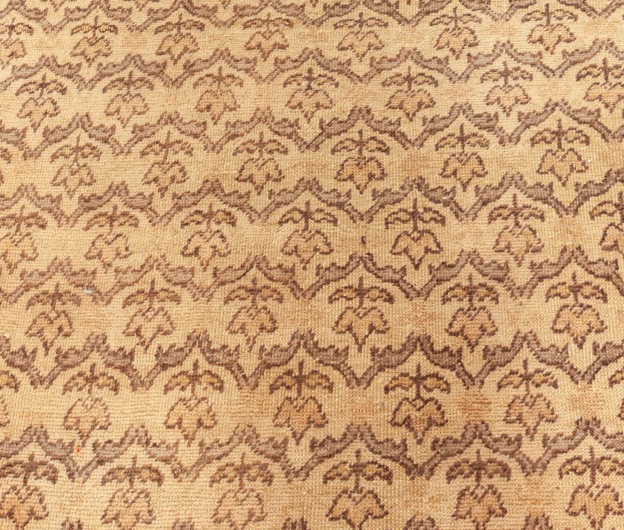 Mid-20th century Turkish Hereke Camel and Brown Handwoven Wool Rug BB5590