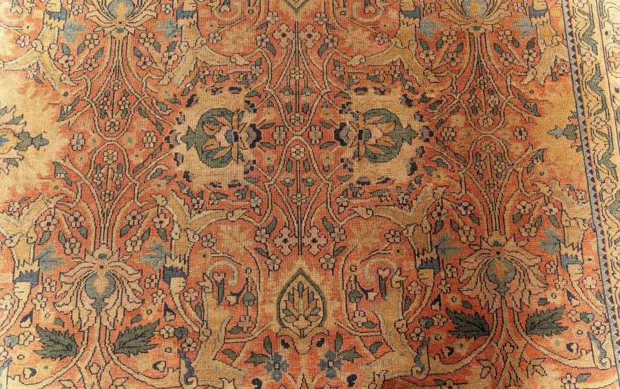 Authentic 19th Century Persian Tabriz Handmade Wool Rug BB5596