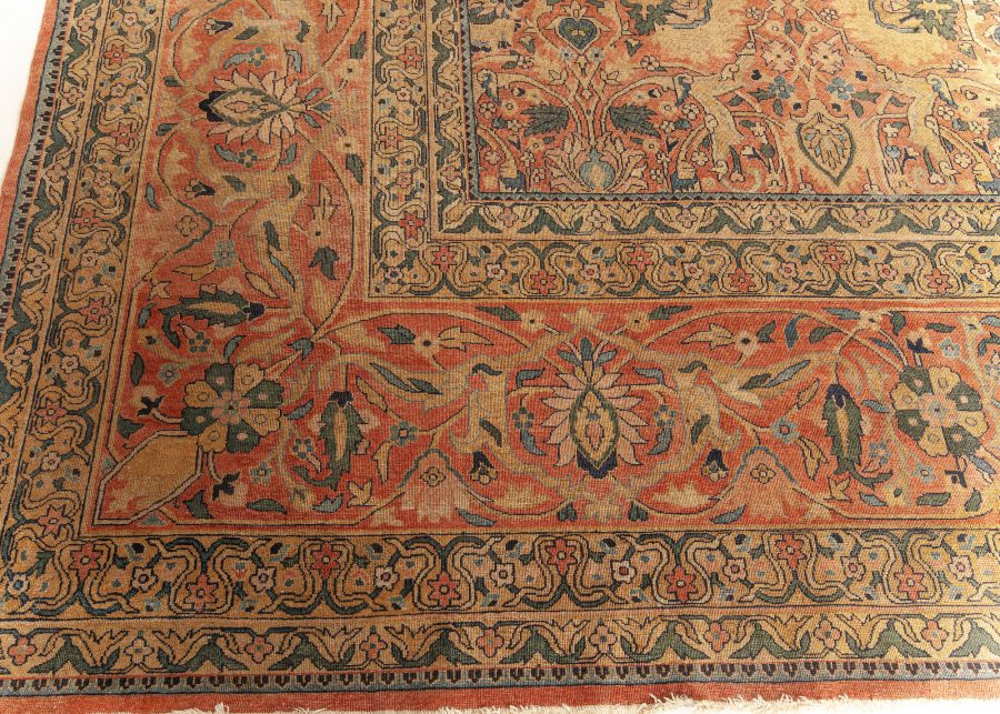 Authentic 19th Century Persian Tabriz Handmade Wool Rug BB5596