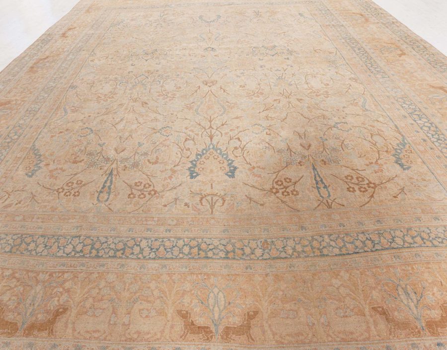 Fine Antique Persian Meshad Animal Hand Knotted Wool Carpet BB5606