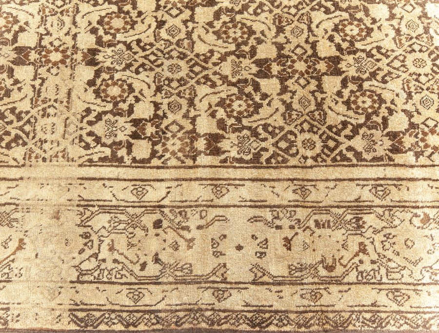 Antique Persian Tabriz Beige Brown Handwoven Wool Rug BB5624