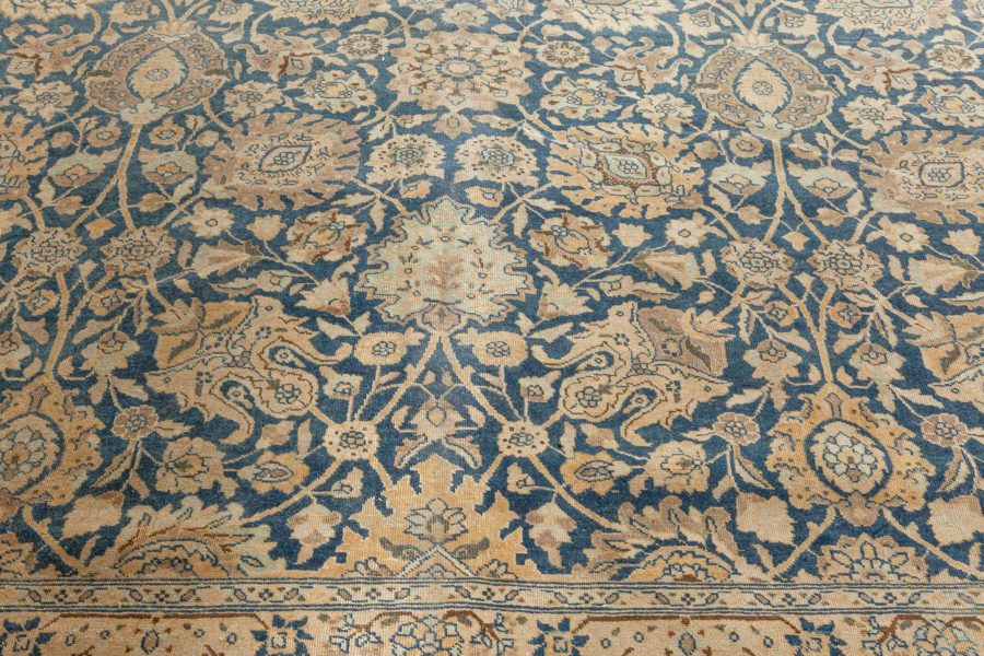 Antique Persian Tabriz Royal Blue and Caramel Wool Rug BB5650