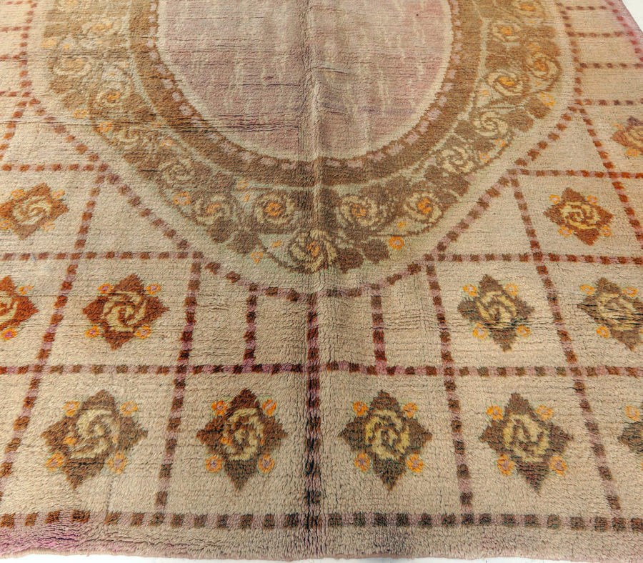 Vintage French Art Deco Handwoven Wool Carpet BB5655