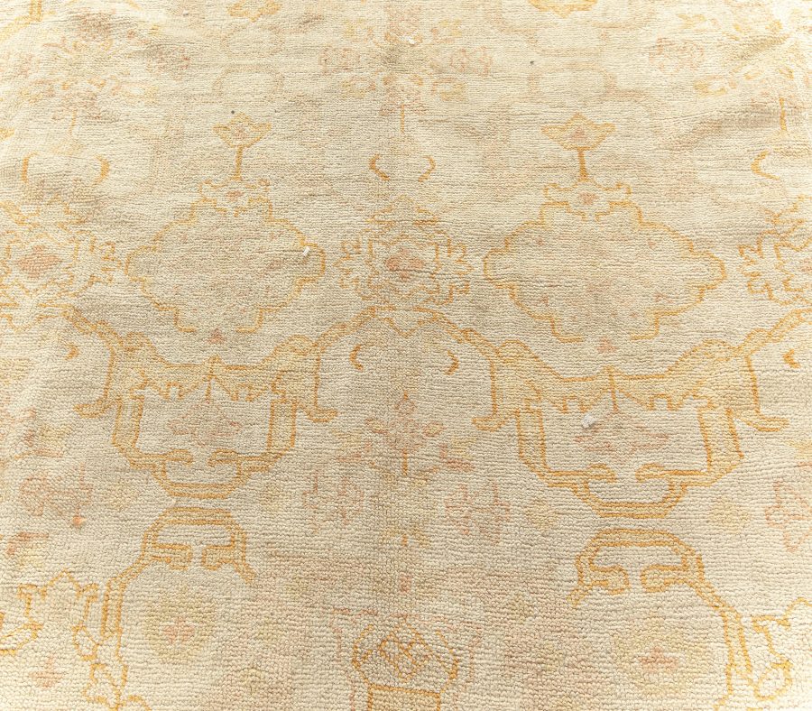 Early 20th Century Turkish Oushak Rug in Beige, Orange, Yellow Shades BB5668