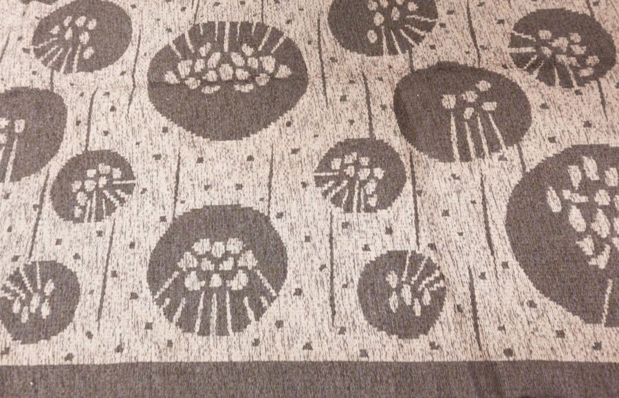 Mid-20th Century Double Sided Botanic Gray Swedish Flat-Weave Wool Rug by Orsa BB5679