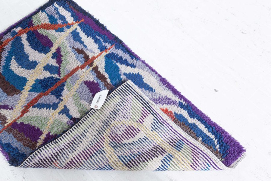 Mid-20th century Swedish Rya Wool Rug in Purple, Blue, Green and Yellow BB5683