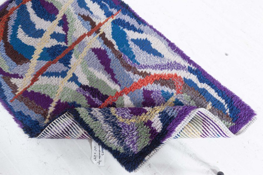 Mid-20th century Swedish Rya Wool Rug in Purple, Blue, Green and Yellow BB5683