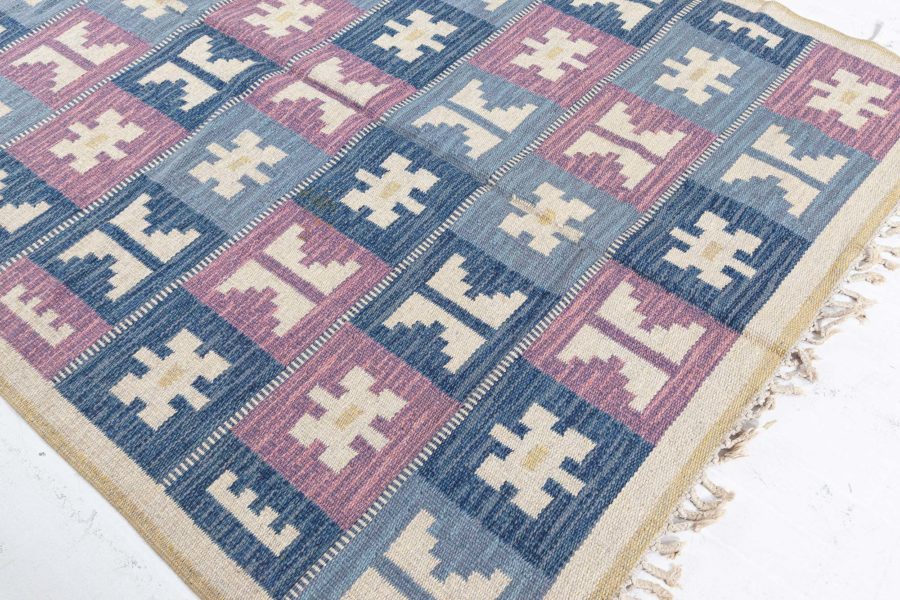 Vintage Swedish Geometric Flat-Weave Wool by Anna-Greta Sjöqvist BB5686