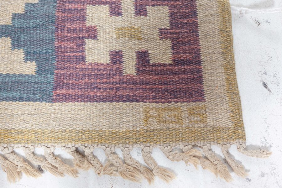 Vintage Swedish Geometric Flat-Weave Wool by Anna-Greta Sjöqvist BB5686