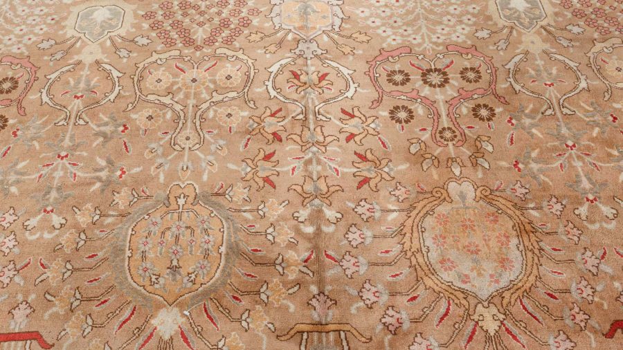 Fine Antique Persian Tabriz Brown Handmade Wool Rug BB5703