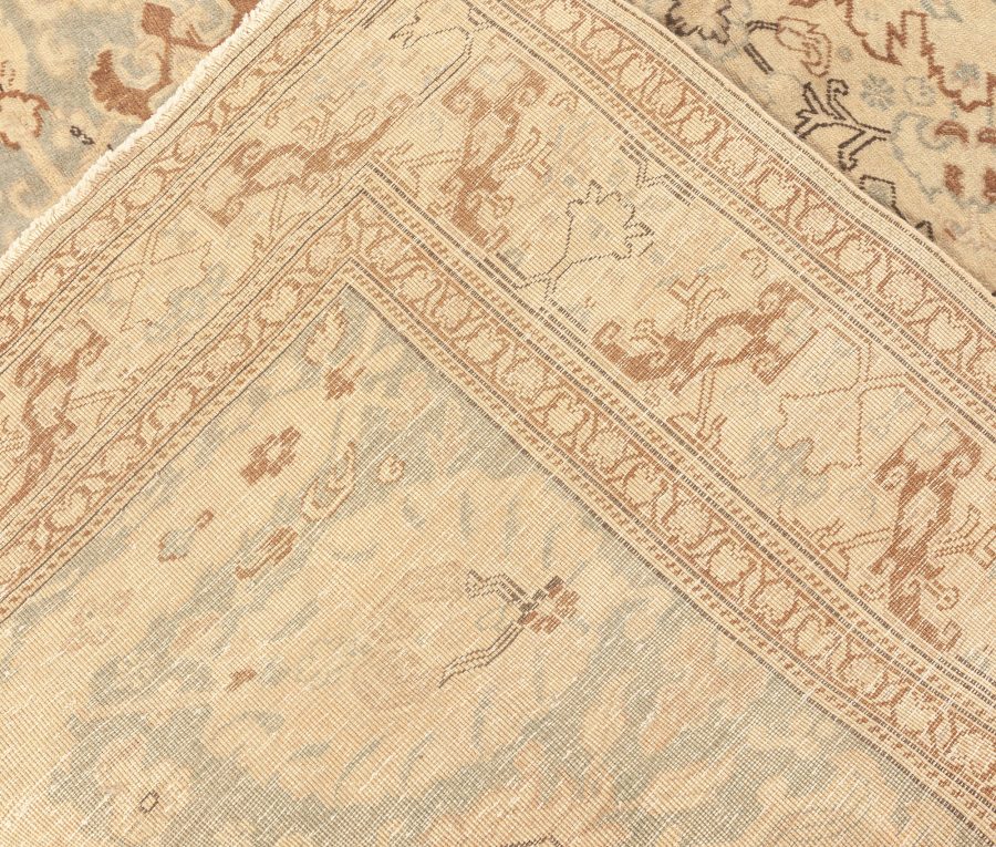 Fine Antique Turkish Sivas Green and Beige Handwoven Wool Rug BB5710
