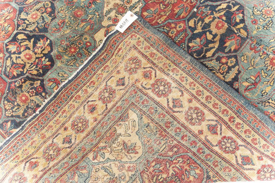 19th Century Kirman Bold Red, Dark and Light Blue Handwoven Wool Rug BB5719