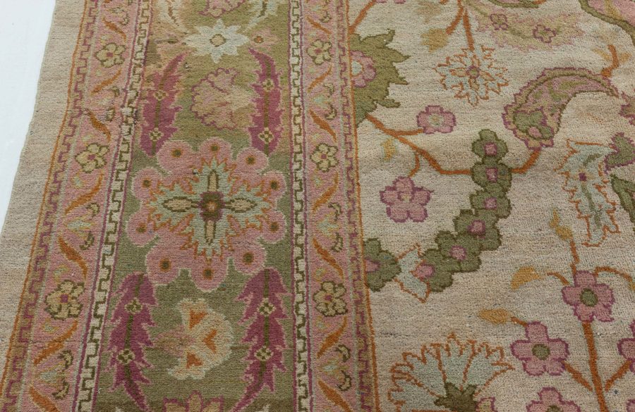 1900s Indian Amritsar Salmon Pink Handmade Wool Rug BB5722