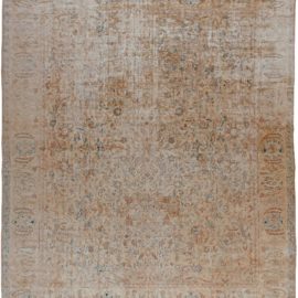 Indian Antique Floral Allover Warm Tan Hand-Knotted Wool Rug – Circa 1920 (Size Adjusted) BB5725