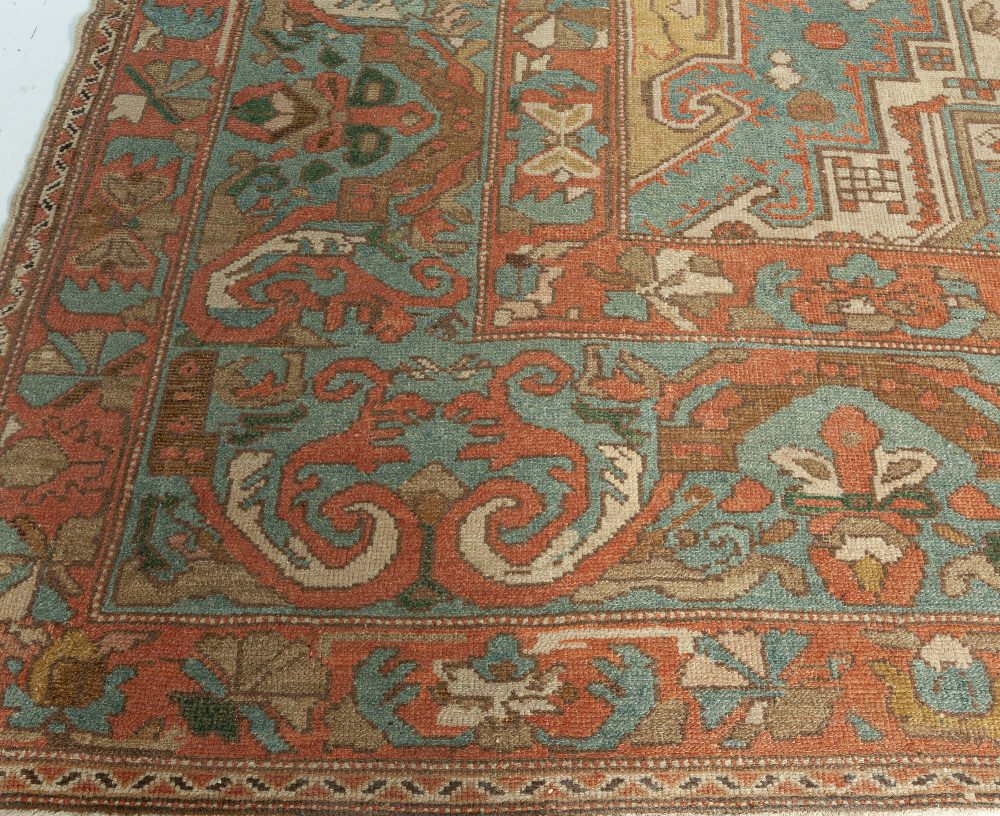 Persian Baktiari Geometric in Shades of Terracotta, Blue and Beige Rug BB5736