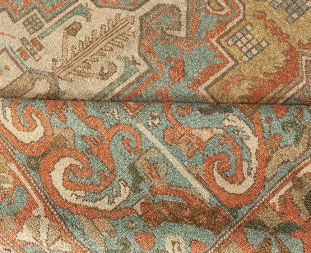 Persian Baktiari Geometric in Shades of Terracotta, Blue and Beige Rug BB5736