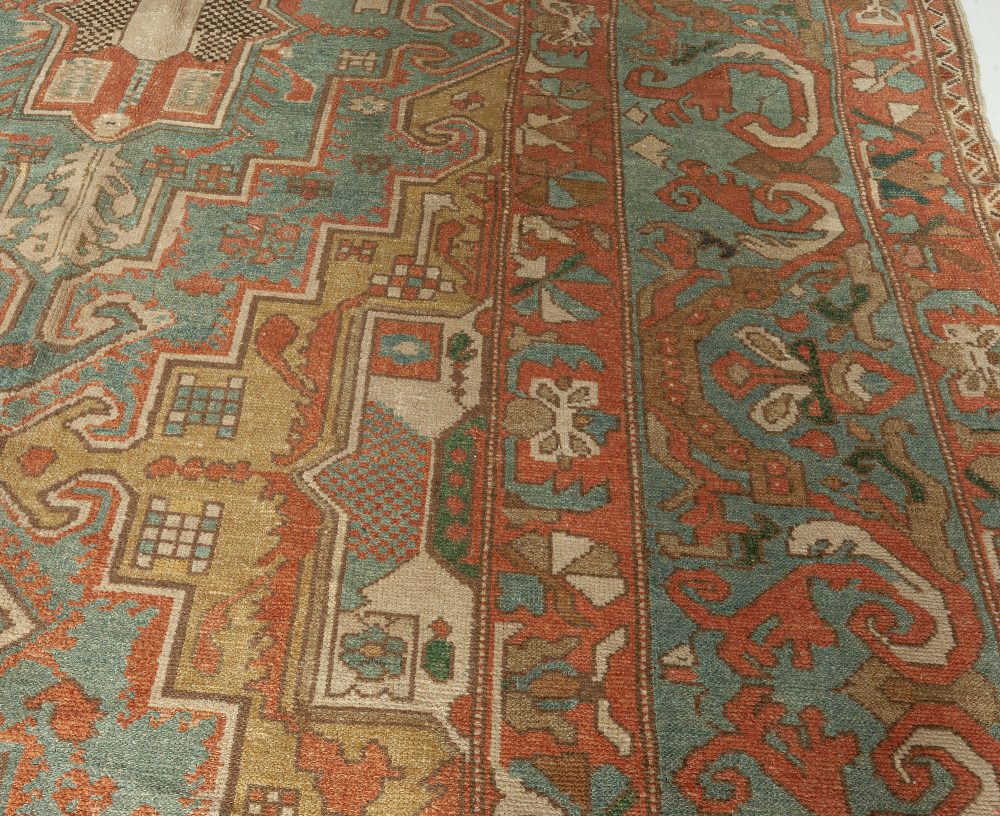 Persian Baktiari Geometric in Shades of Terracotta, Blue and Beige Rug BB5736