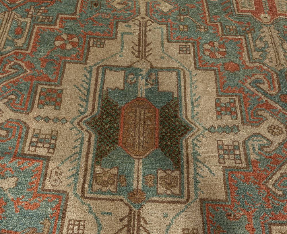 Persian Baktiari Geometric in Shades of Terracotta, Blue and Beige Rug BB5736