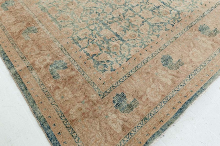 Antique Persian Tabriz Botanic Handmade Wool Rug BB5750