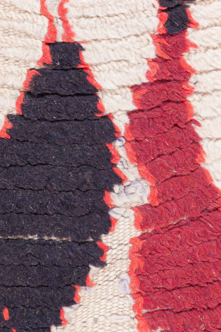 Vintage Moroccan Dark Red, Black and White Hand Knotted Wool Rug BB5758