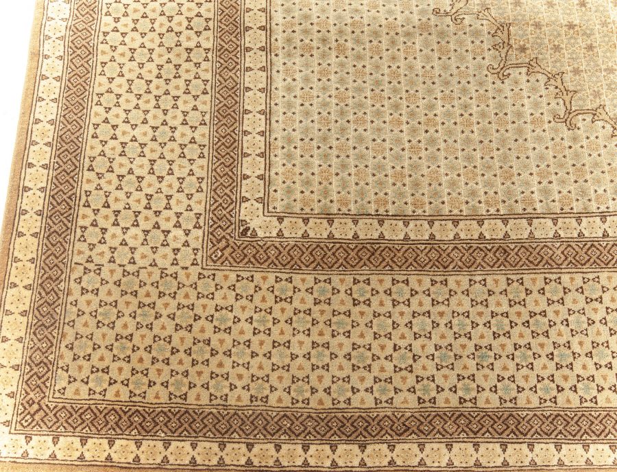 Fine Antique Persian Ghom Beige and Brown Handwoven Wool Rug BB5771