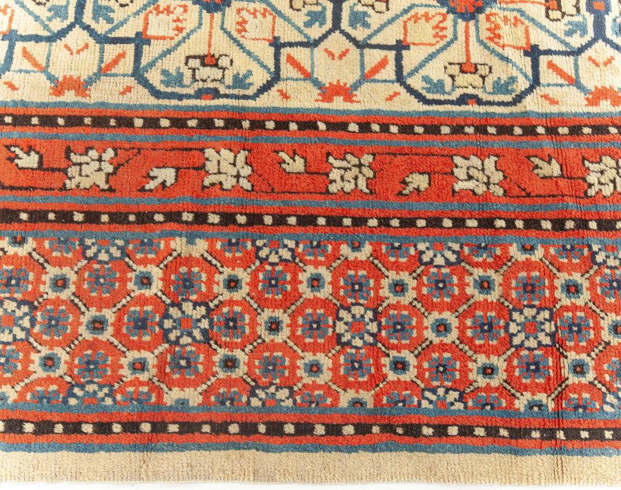 Early 20th Century Samarkand (Khotan) Handmade Rug in Red, Beige and Blue BB5799