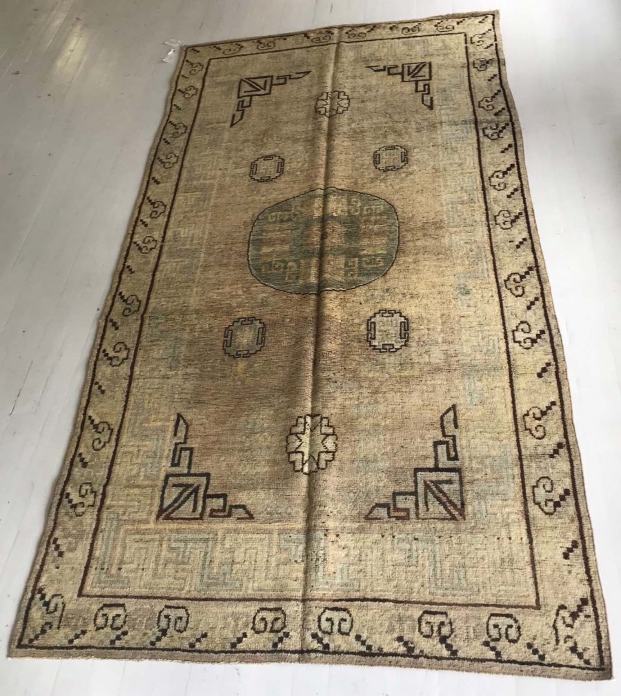 Vintage Samarkand Brown Handmade Wool Rug BB5817