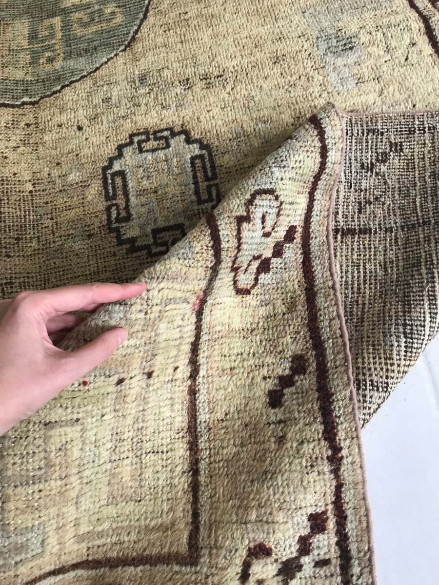 Vintage Samarkand Brown Handmade Wool Rug BB5817