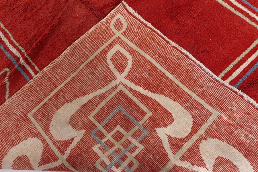 High-quality Art Deco Red, Brown Handmade Wool Rug BB5832