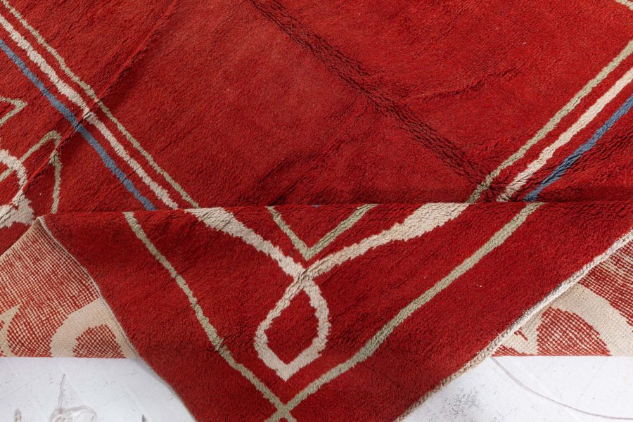 High-quality Art Deco Red, Brown Handmade Wool Rug BB8823