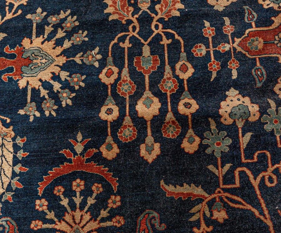 Vintage Persian Kirman in Shades of Rust, Beige and Light Blue Handmade Wool Rug BB5860