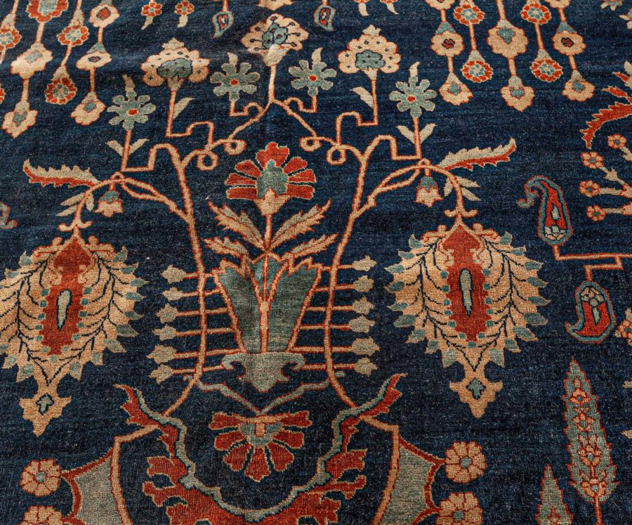 Vintage Persian Kirman in Shades of Rust, Beige and Light Blue Handmade Wool Rug BB5860