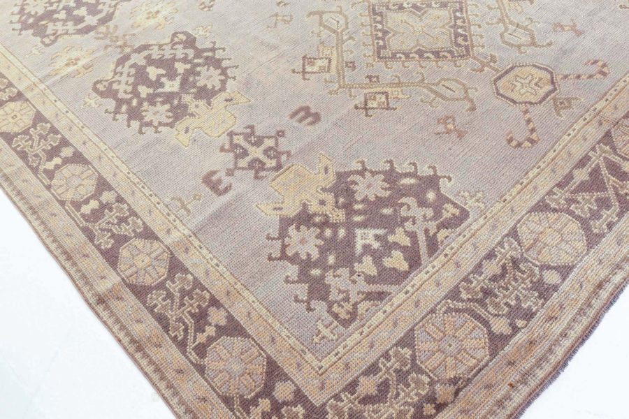 Early 20th Century Turkish Oushak Brown and Beige Handmade Wool Rug BB5861