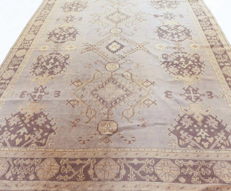 Early 20th Century Turkish Oushak Brown and Beige Handmade Wool Rug BB5861