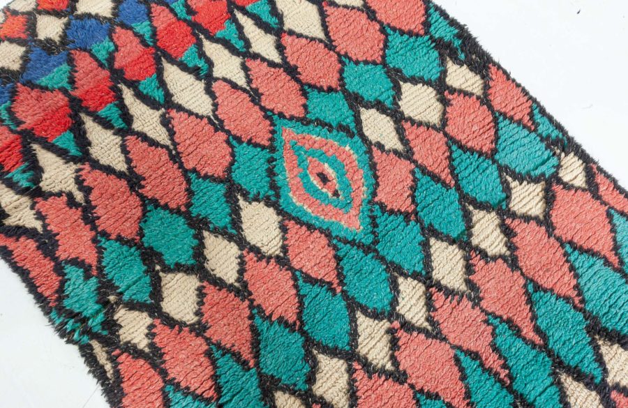 Mid-20th Century Colorful Tribal Moroccan Handmade Wool Rug BB5867